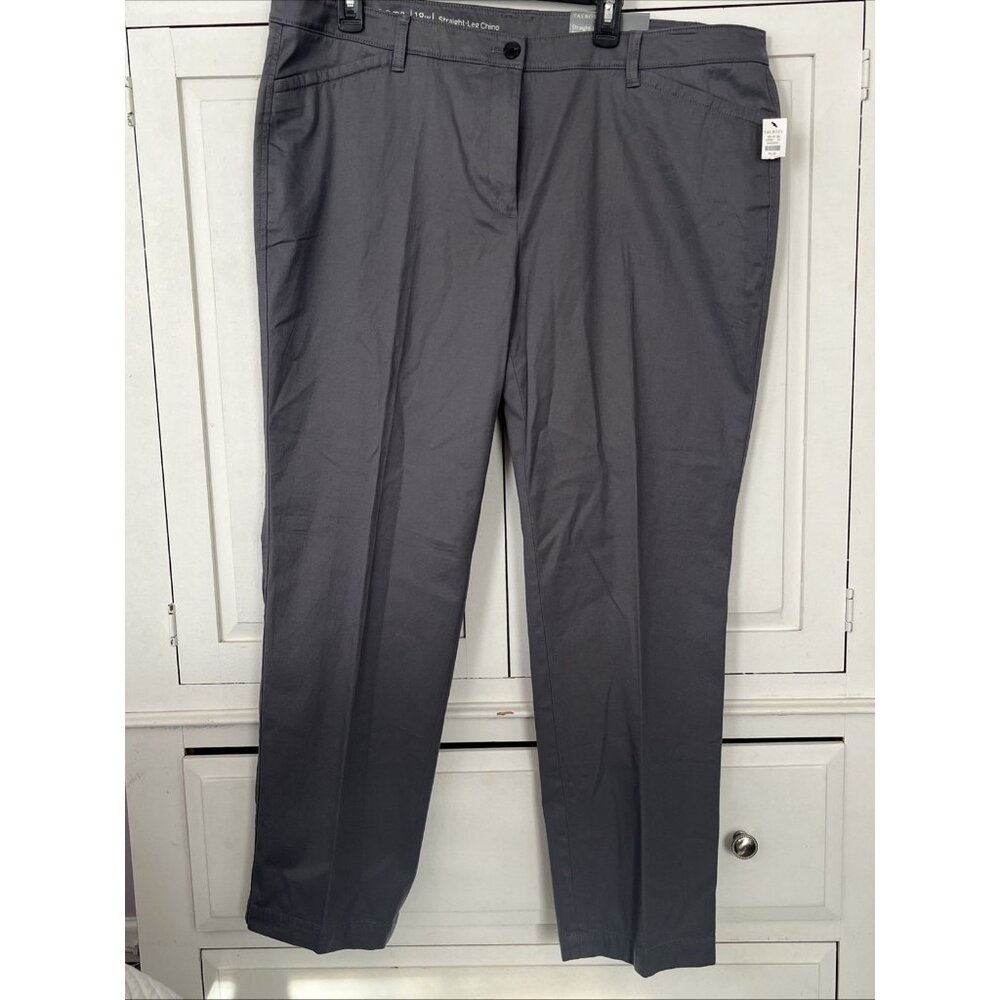 Talbots Straight Leg High Waist Chino Pants Size 18W Gray NEW